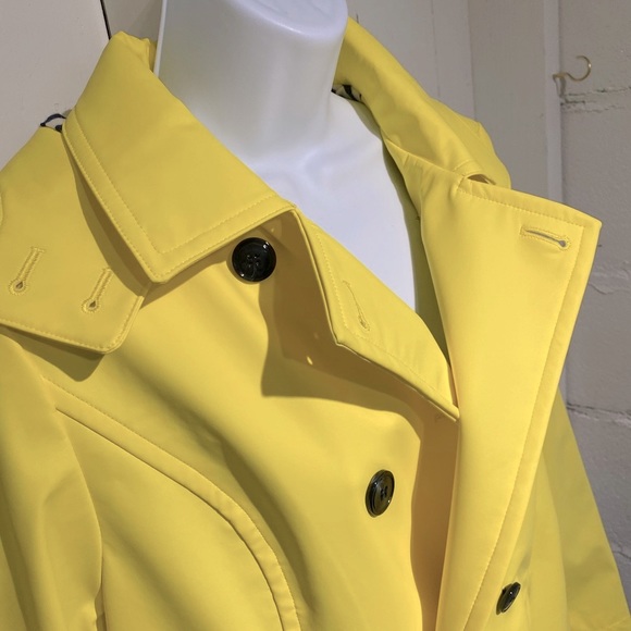 NWT Talbots Spring Jacket Coat Size Small Hello Yellow Detachable Hood Rain Go - Picture 6 of 16